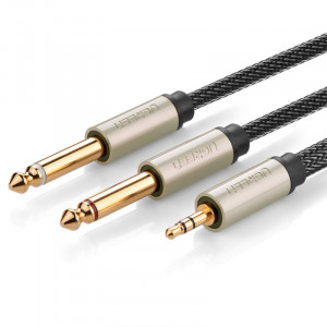 Аудио кабел UGREEN жак 3.5mm към 2x жак 6.35mm 1m сив (AV126) - Img 1