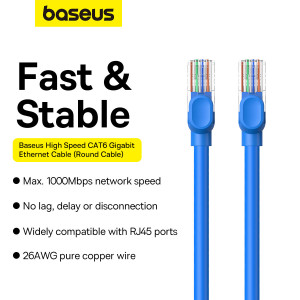 Бърз интернет кабел BASEUS High Speed cat.6 RJ45 1000Mb/s 5m син - Img 12