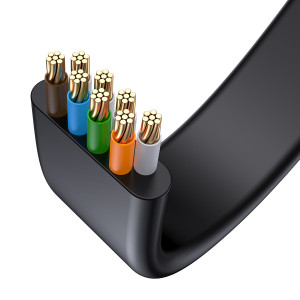 Бърз плосък интернет кабел BASEUS high Speed Six types of RJ45 Gigabit 15m черен - Img 4