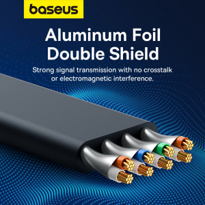 Бърз плосък интернет кабел BASEUS RJ45 cat.7 10Gb/s 2m черен - Img 17