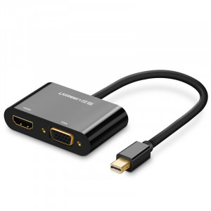 Видео адаптер UGREEN mini DisplayPort към HDMI / VGA 4K, 30Hz, Full HD 1080p (MD108 10439) черен - Img 1