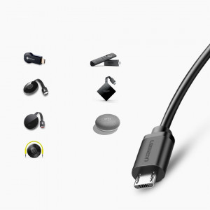 Външен мрежов адаптер за Chromecast UGREEN Micro USB / USB Type A към RJ45 100Mbps 1m (30985) черен - Img 3