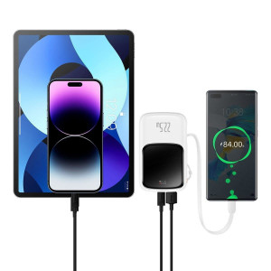 Външна батерия BASEUS Qpow Digital дисплей 10000mAh 22.5W с бързо зареждане / PD / SCP / FCP с вграден USB-C кабел бяла - Img 13