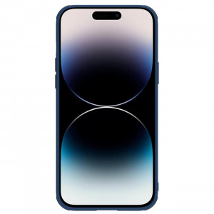 Гръб от естествена кожа с подвижно покритие за камерата NILLKIN CamShield Leather S - iPhone 14 Pro син - Img 2