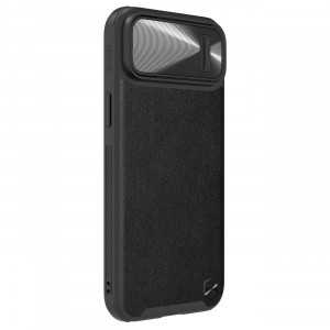 Гръб от естествена кожа с подвижно покритие за камерата NILLKIN CamShield Leather S - iPhone 14 Plus черен - Img 4