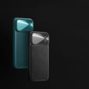 Гръб от естествена кожа с подвижно покритие за камерата NILLKIN CamShield Leather S - iPhone 14 Pro Max черен - Img 7