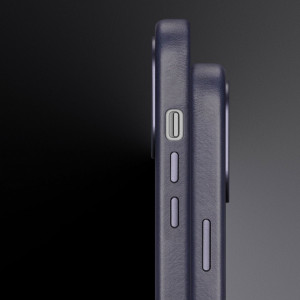 Гръб от естествена кожа DUX DUCIS Naples MagSafe - iPhone 13 Pro Max син - Img 4