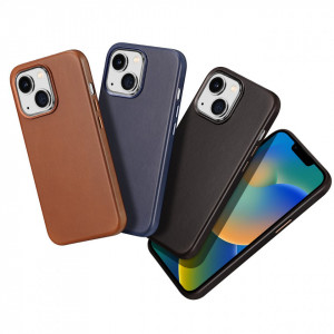 Гръб от естествена кожа DUX DUCIS Naples MagSafe - iPhone 14 син - Img 10