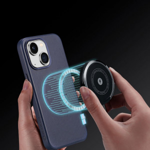 Гръб от естествена кожа DUX DUCIS Naples MagSafe - iPhone 14 Plus син - Img 10
