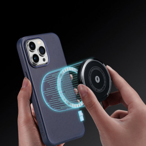 Гръб от естествена кожа DUX DUCIS Naples MagSafe - iPhone 14 Pro Max син - Img 10