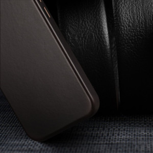 Гръб от естествена кожа DUX DUCIS Naples MagSafe - iPhone 14 Pro Max тъмнокафяв - Img 7