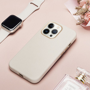 Гръб от естествена кожа DUX DUCIS Roma - iPhone 13 Pro Max бял - Img 10