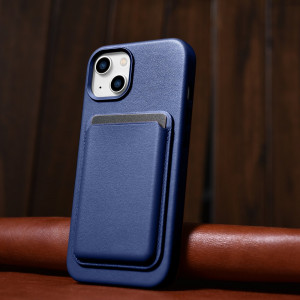 Гръб от естествена кожа iCARER Leather MagSafe - iPhone 14 Plus син - Img 15