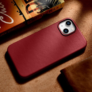 Гръб от естествена кожа iCARER Leather MagSafe - iPhone 14 Plus червен - Img 15