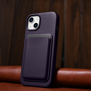 Гръб от естествена кожа iCARER Leather MagSafe - iPhone 14 Plus тъмнолилав - Img 15
