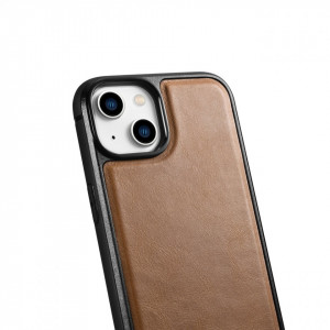 Гръб от естествена кожа iCARER Leather Oil Wax MagSafe - iPhone 14 кафяв - Img 5