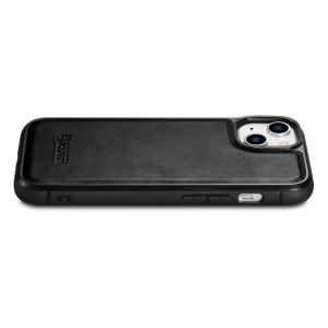 Гръб от естествена кожа iCARER Leather Oil Wax MagSafe - iPhone 14 черен - Img 10