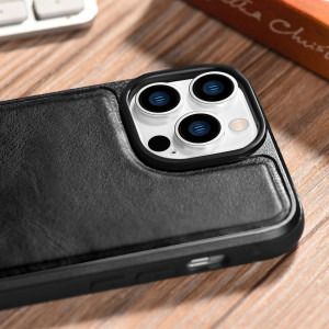 Гръб от естествена кожа iCARER Leather Oil Wax MagSafe - iPhone 14 Pro Max черен - Img 14