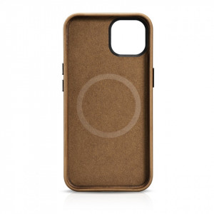 Гръб от естествена кожа iCARER Leather Oil Wax Premium MagSafe - iPhone 14 кафяв - Img 2