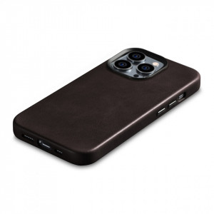 Гръб от естествена кожа iCARER Leather Oil Wax Premium MagSafe - iPhone 14 Pro кафяв - Img 10