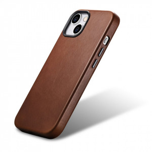 Гръб от естествена кожа iCARER Leather Oil Wax Premium MagSafe - iPhone 14 Plus кафяв - Img 4