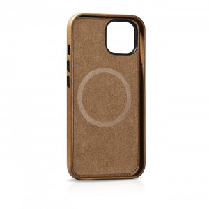 Гръб от естествена кожа iCARER Leather Oil Wax Premium MagSafe - iPhone 14 кафяв - Img 14