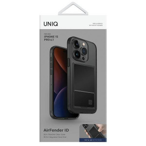 Гръб със слот за карта UNIQ Air Fender ID - iPhone 15 Pro smoked gray tinted - Img 2