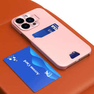 Гръб със стойка и джоб за карти Leather Stand - iPhone 14 Plus розов - Img 7