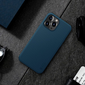 Гръб със стойка NILLKIN Super Frosted Shield - iPhone 13 Pro Max син - Img 12