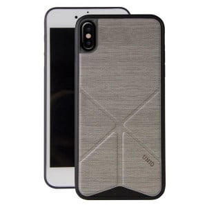 Гръб със стойка UNIQ Transforma Ligne - iPhone X / XS сива пепел