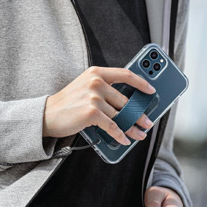 Гръб с лентов държач и каишка UNIQ Heldro с антимикробно покритие - iPhone 12 Pro Max прозрачен - Img 4
