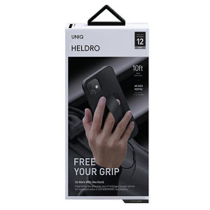 Гръб с лентов държач и каишка UNIQ Heldro с антимикробно покритие - iPhone 12 mini черен - Img 9