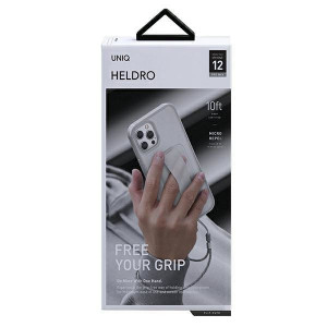 Гръб с лентов държач и каишка UNIQ Heldro с антимикробно покритие - iPhone 12 Pro Max бяла скреж - Img 14