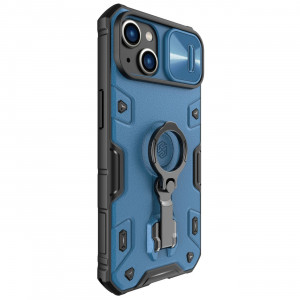 Гръб с подвижно покритие за камерата и ринг държач NILLKIN CamShield Armor Pro MagSafe - iPhone 14 Plus син - Img 3