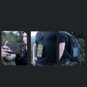 Гръб с подвижно покритие за камерата и ринг държач NILLKIN CamShield Armor Pro MagSafe - iPhone 14 Plus син - Img 14
