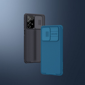 Гръб с подвижно покритие за камерата NILLKIN CamShield Pro - Samsung Galaxy A73 5G син - Img 10