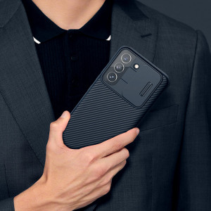 Гръб с подвижно покритие за камерата NILLKIN CamShield Pro - Samsung Galaxy S22+ син - Img 14