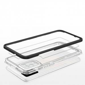 Гръб Clear 3в1 с гел рамка - Samsung Galaxy A03s черен - Img 5