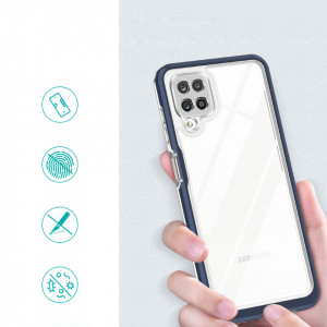 Гръб Clear 3в1 с гел рамка - Samsung Galaxy A12 син - Img 2