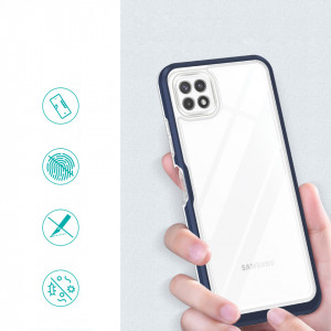 Гръб Clear 3в1 с гел рамка - Samsung Galaxy A22 5G син - Img 2
