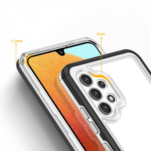 Гръб Clear 3в1 с гел рамка - Samsung Galaxy A72 черен - Img 4