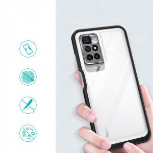 Гръб Clear 3в1 с гел рамка - Xiaomi Redmi 10 / 10 2022 / Note 11 4G черен - Img 2