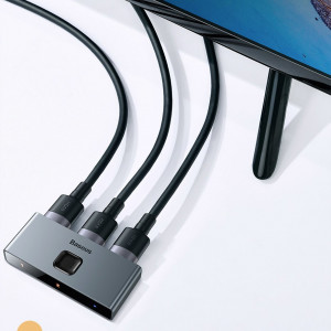 Двупосочен суич BASEUS HDMI към 2x HDMI 4K / 30 Hz (CAHUB-BC0G) сив - Img 16