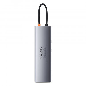 Докинг станция BASEUS Metal Gleam 11в1 USB Type C към 3x USB Type A 3.2 Gen.1 5Gbps / USB Type C Power Delivery 100W / мини жак 3.5mm / VGA Full HD 60Hz / 2x HDMI 4K 30Hz / четец за SD и Micro SD карти / RJ45 1Gbps (CAHUB-CT0G) сива - Img 3