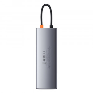 Докинг станция BASEUS Metal Gleam 9в1 USB Type C към 3x USB Type A 3.2 Gen.1 5Gbps / USB Type C Power Delivery 100W / VGA Full HD 60Hz / HDMI 4K 30Hz / четец за SD и Micro SD карти / RJ45 1Gbps (CAHUB-CU0G) сива - Img 2