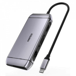 Докинг станция CHOETECH 9в1 USB Type C към 3x USB Type A 3.2 Gen.1 / четец за SD и Micro SD карти / HDMI 4K 30Hz / VGA Full HD 60Hz / USB Type C / RJ45 (HUB-M15) сива - Img 1