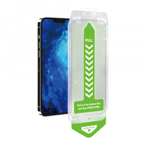 Закален стъклен протектор с инструмент за поставяне WOZINSKY Premium - iPhone 14 Pro Max с черна рамка - Img 2
