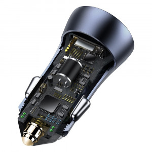 Зарядно за кола BASEUS Golden Contactor Pro 40W USB Type A / USB Type C PD 3.0 QC 4+ SCP FCP AFC + кабел Lightning (TZCCJD-B0G) сиво - Img 9