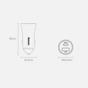 Зарядно за кола BASEUS Golden Contactor Pro 40W USB Type A / USB Type C PD 3.0 QC 4+ SCP FCP AFC + кабел USB Type C (TZCCJD-0G) сиво - Img 20