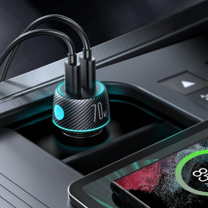 Зарядно за кола JOYROOM 70W 2x USB Type C с осветление (JR-CCN02) черно - Img 4